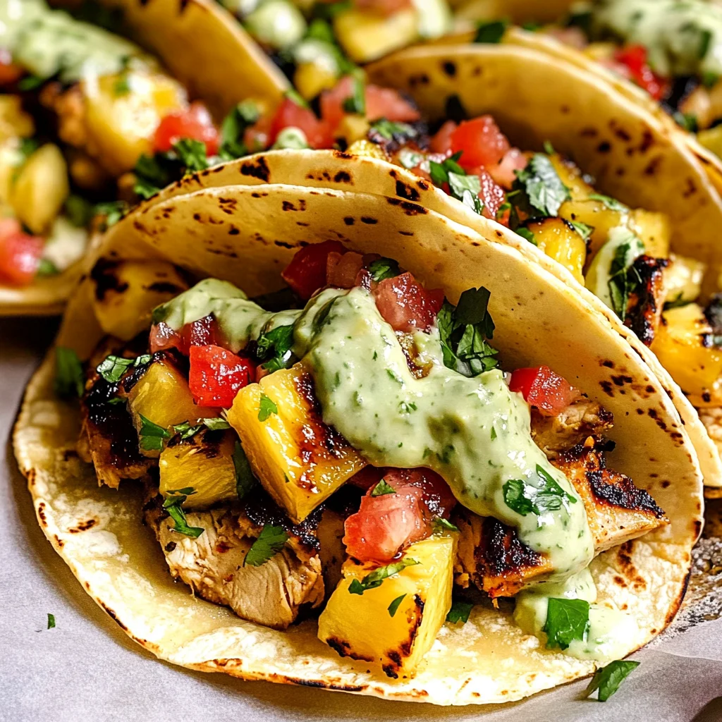 Chili Lime Chicken Tacos with Grilled Pineapple Salsa