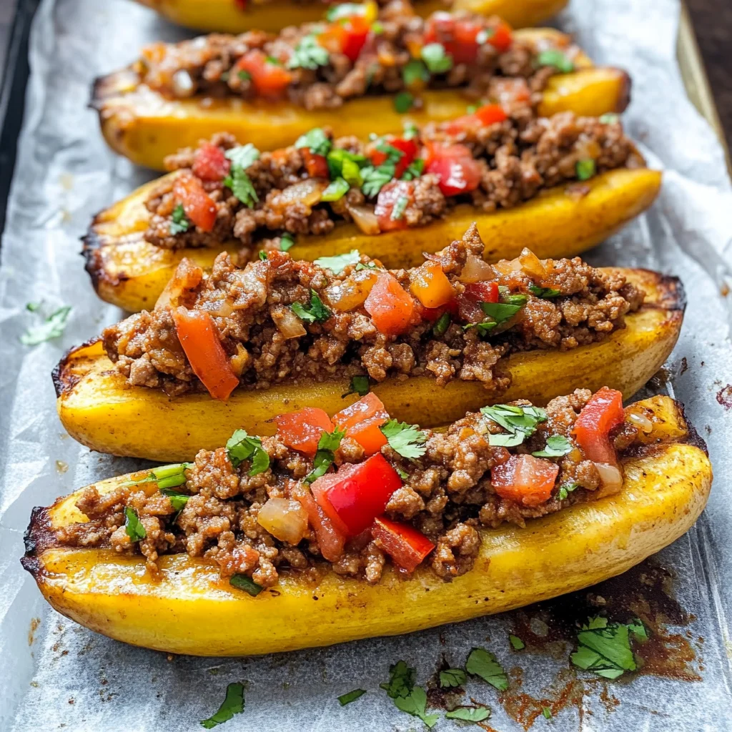 Stuffed Plantains (Canoas de Platanos)