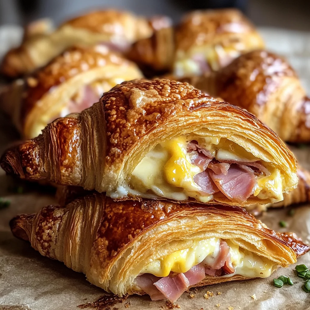 Baked chicken ham and Cheese Croissants Easy Breakfast Bake Recipe!
