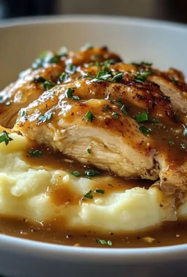 Chicken and Garlic Gravy with Cheesy Mashed Potatoes