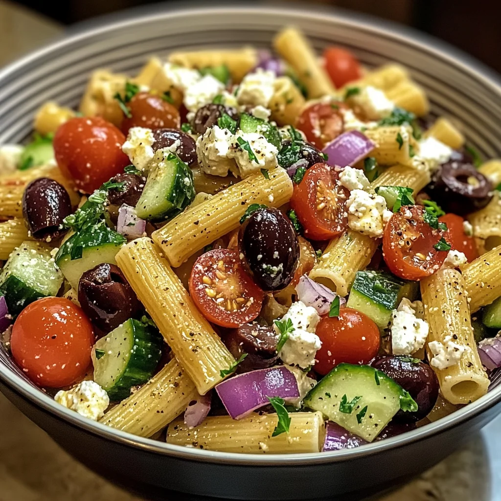 Greek Rigatoni Pasta Salad – A Fresh and Flavorful Mediterranean Delight!