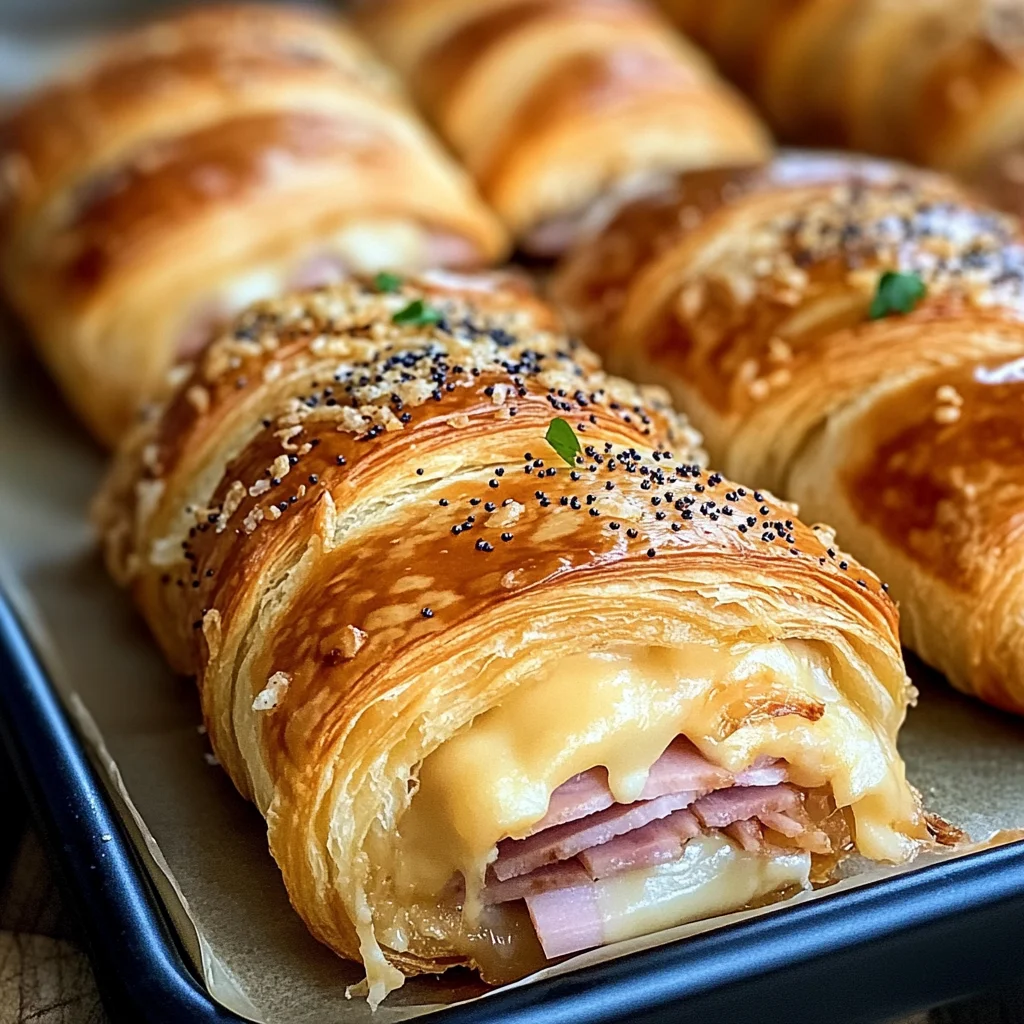 Baked chicken ham and Cheese Croissants