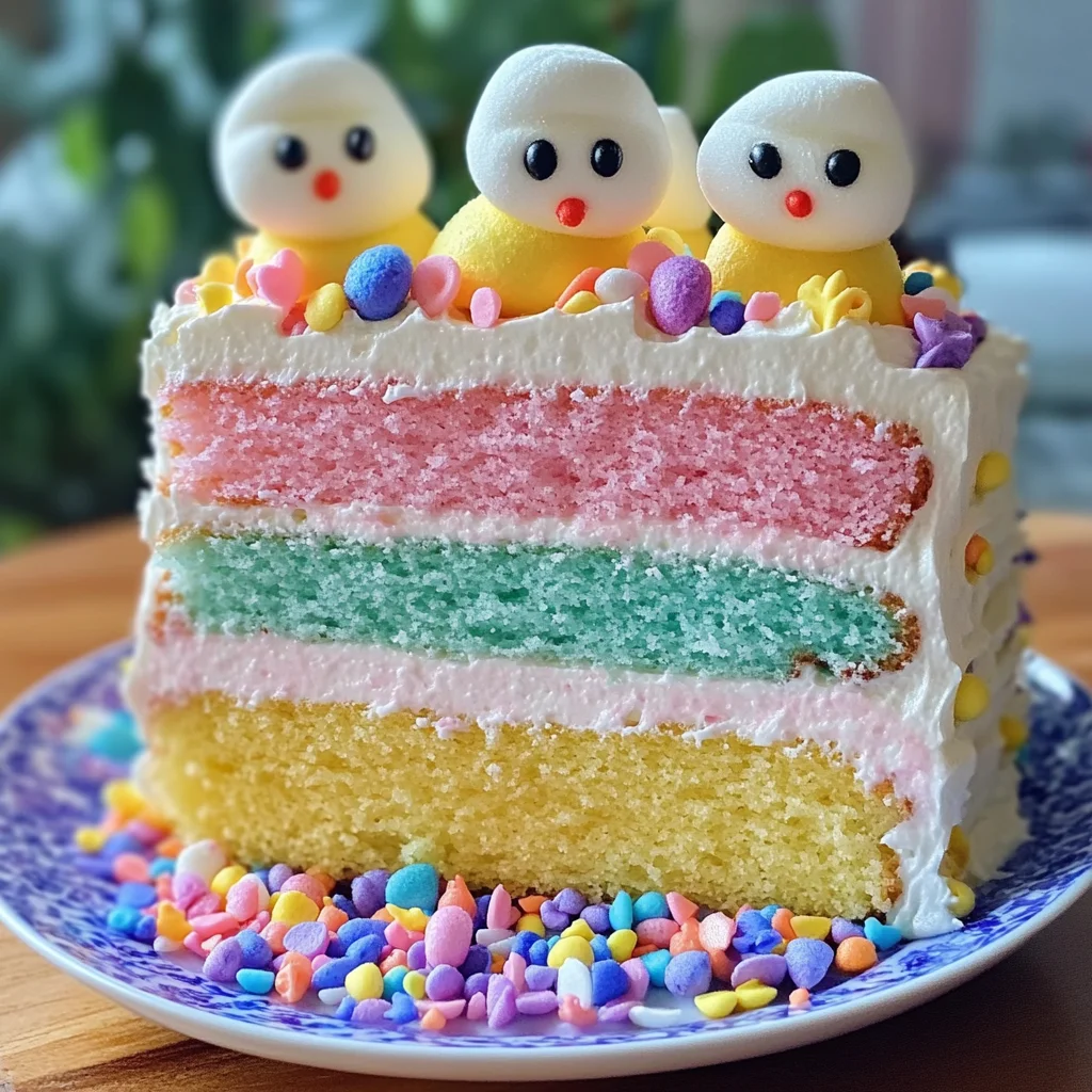 Easter Peep Cake with Multi-Colored Layers