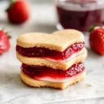 Filled Heart-Shaped Strawberry Shortbread Cookies