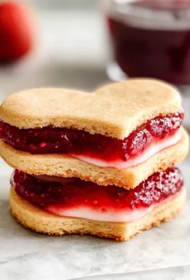 Filled Heart-Shaped Strawberry Shortbread Cookies