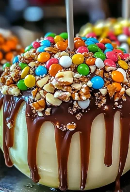 Indulgent Candy-Coated Caramel Apple Creations to Savor