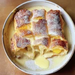 Lemon and custard croissant pudding