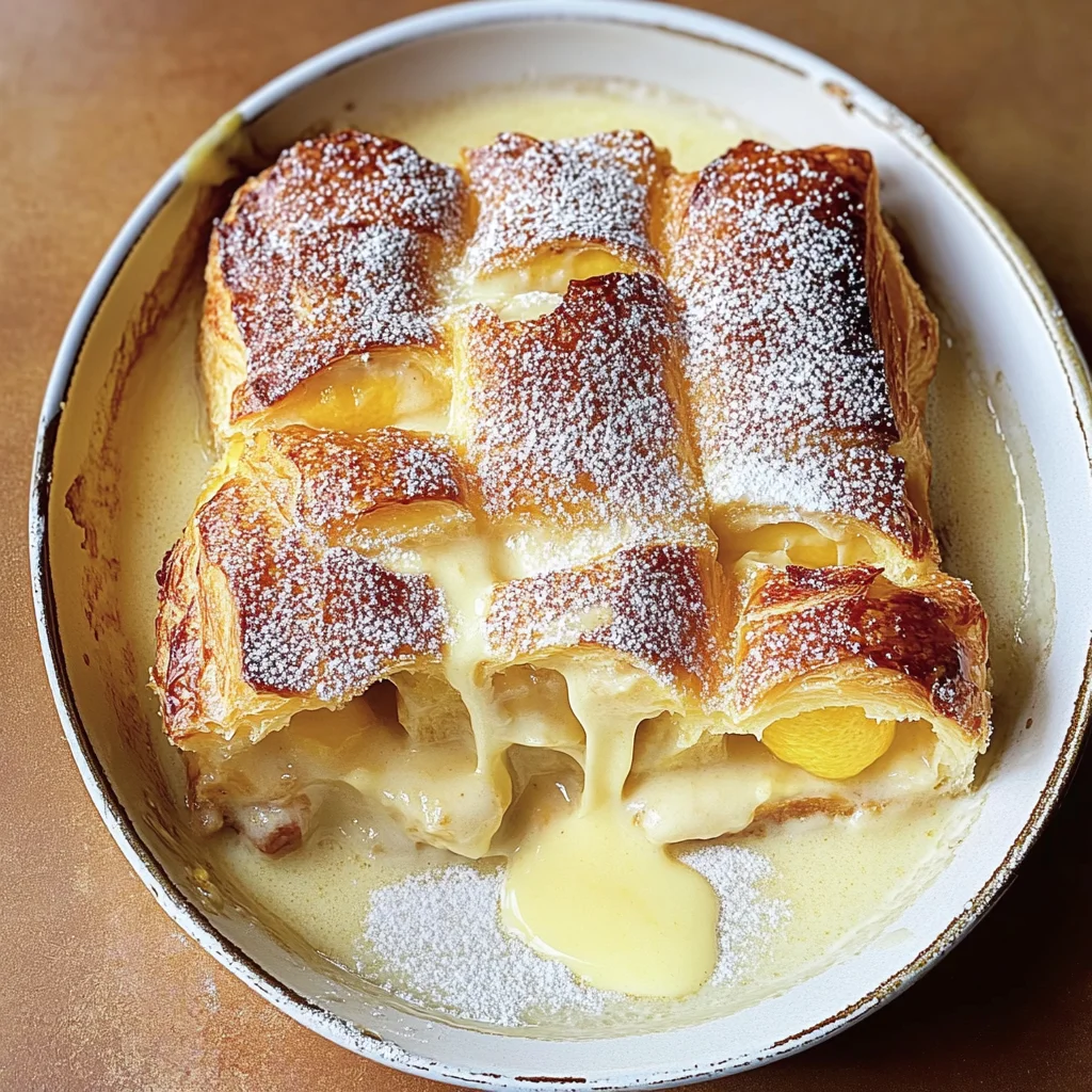 Lemon and custard croissant pudding