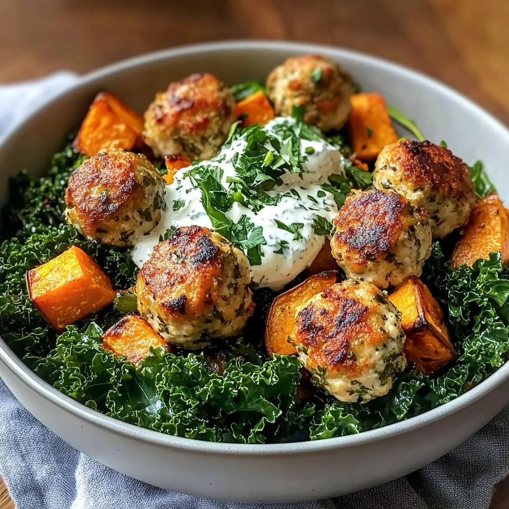 Mediterranean Herby Chicken Meatball Bowl - theamazingfood