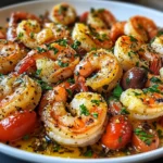 Mediterranean Shrimp Skillet with Lemon Garlic Sauce