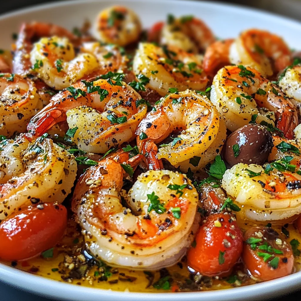 Mediterranean Shrimp Skillet with Lemon Garlic Sauce