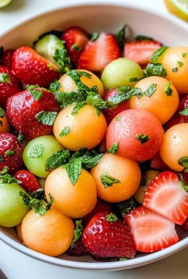 Melon Strawberry Salad with Lime Mint Dressing