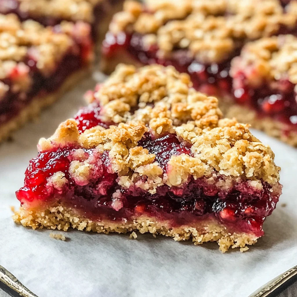 Raspberry Bars with Oatmeal Crumble Topping