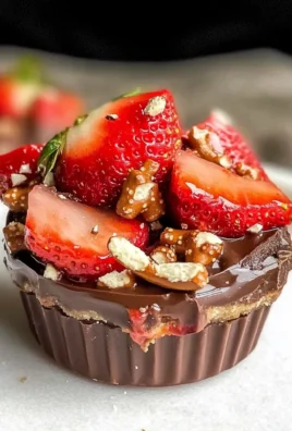 Chocolate strawberry pretzel fudge cups