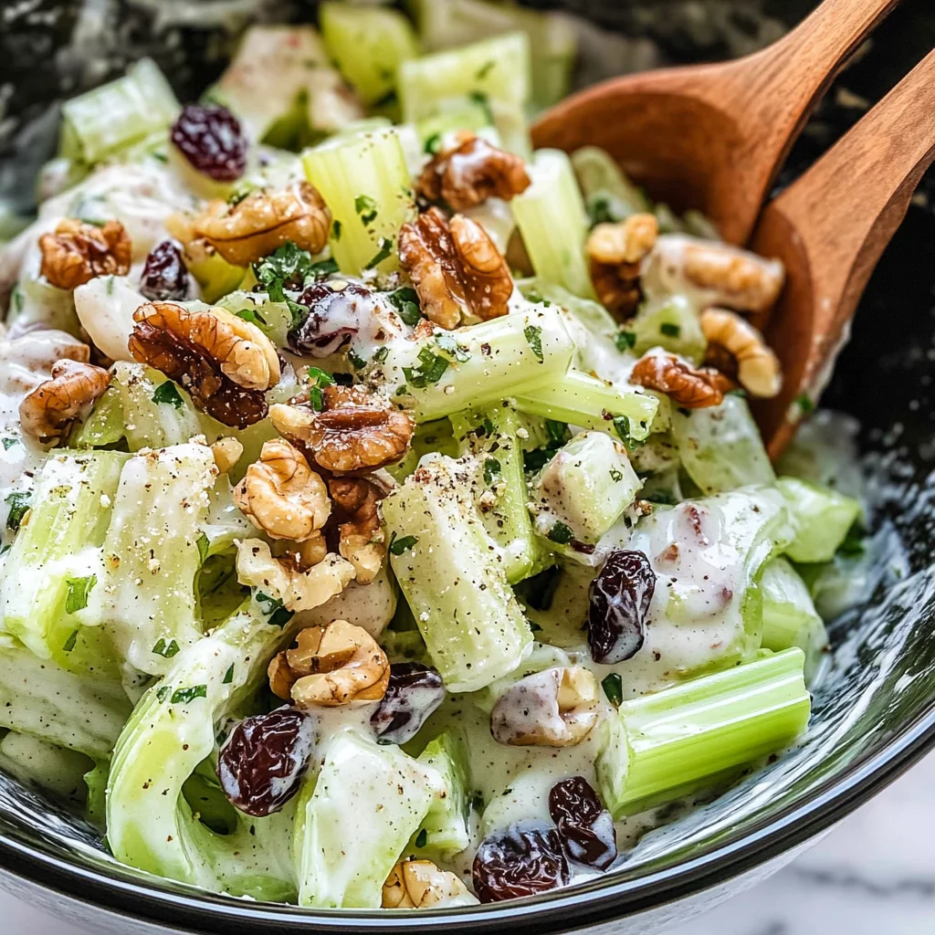 Creamy Celery Salad with Walnuts and Raisins