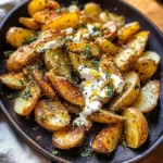 Crispy Oregano Roasted Potatoes with Creamy Feta Sauce