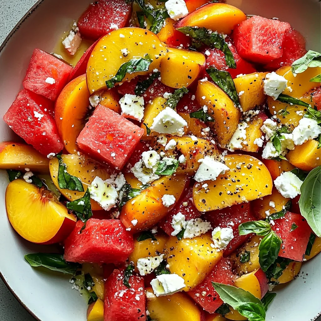 Refreshing and Juicy Watermelon Peach Salad for Hot Summer Days