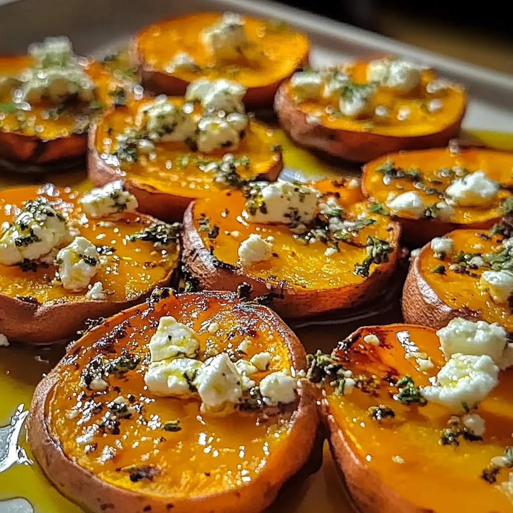 Roasted Sweet Potato Rounds with Feta and Honey