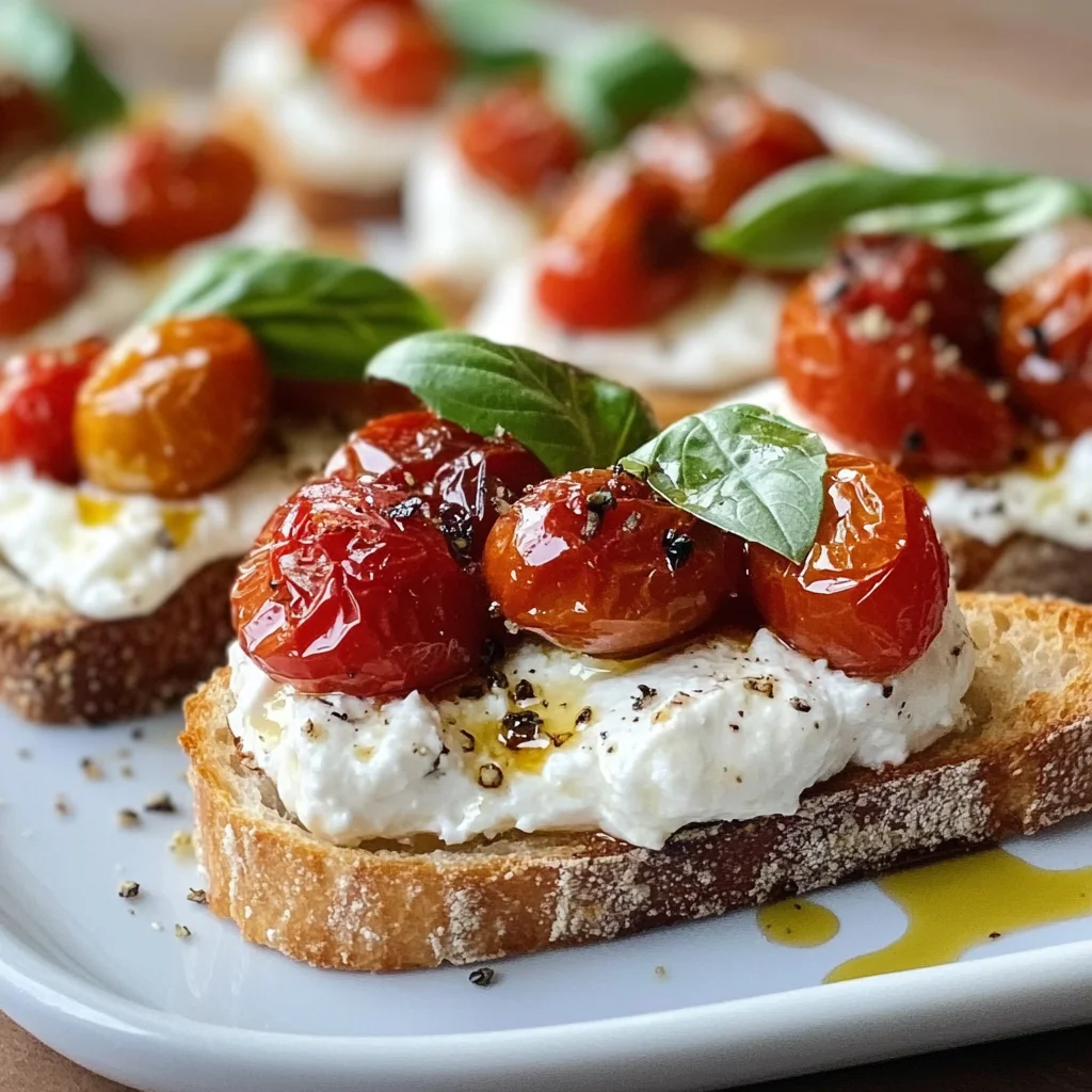 Roasted Tomato and Burrata Crostini