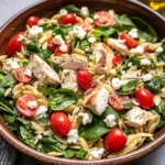 Spinach Orzo Chicken Salad with Goat Cheese