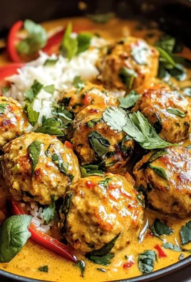 Thai Chicken Meatballs in Coconut Curry with Garlic Butter Sauce