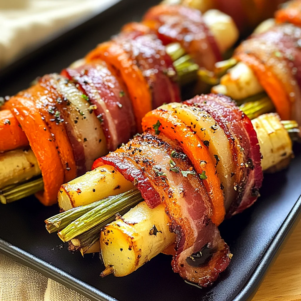 Turkey Bacon Wrapped Vegetables with Sweet Maple Glaze Magic