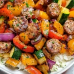 10 Minute Air Fryer Chicken Sausage and Veggies