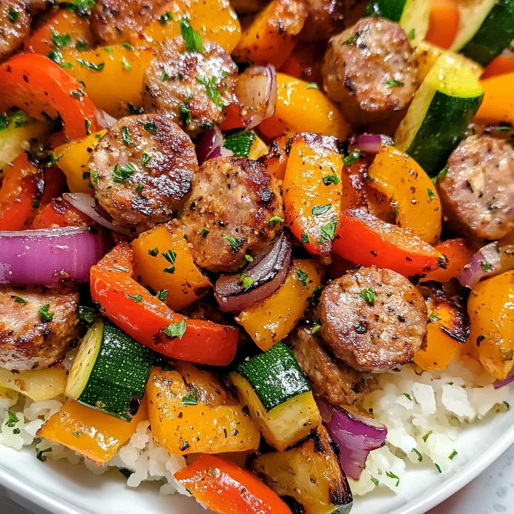 10 Minute Air Fryer Chicken Sausage and Veggies