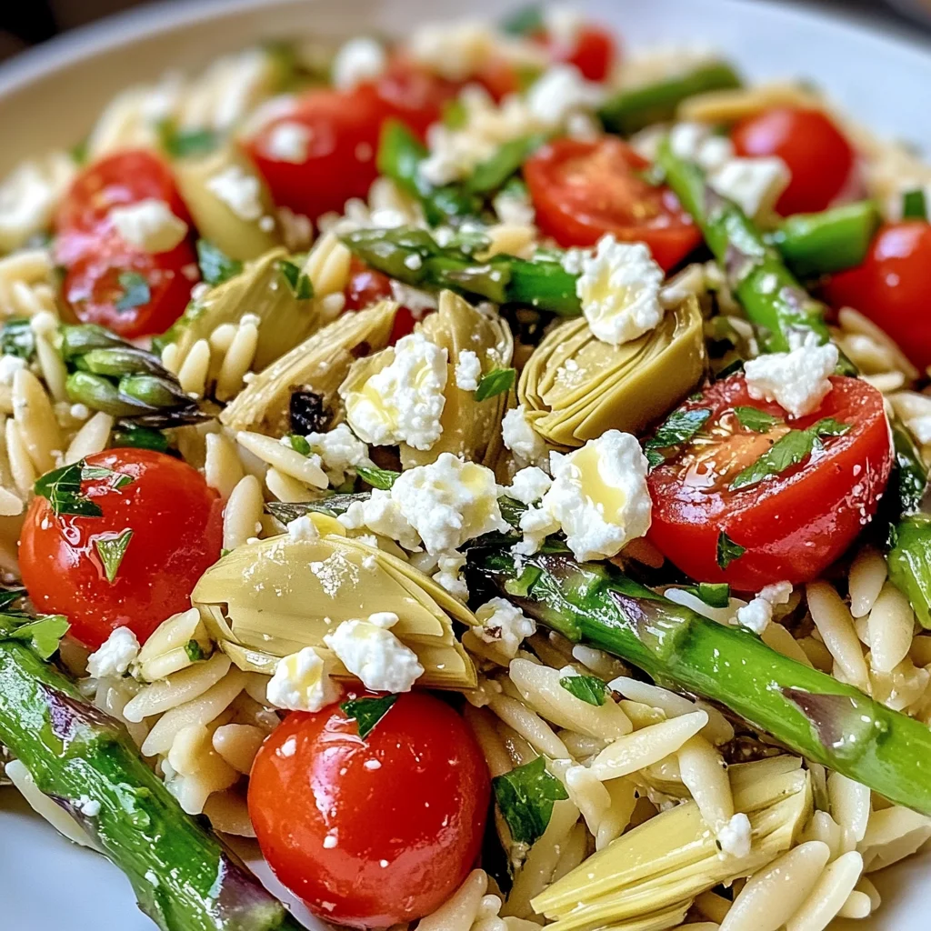 Orzo Salad With Asparagus, Artichoke Hearts & Feta