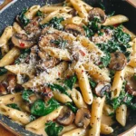 Parmesan Spinach Mushroom Pasta Skillet