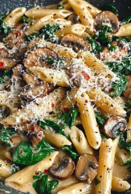 Parmesan Spinach Mushroom Pasta Skillet