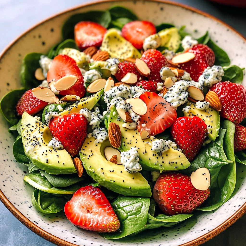 Strawberry Avocado Spinach Salad with Poppyseed Dressing