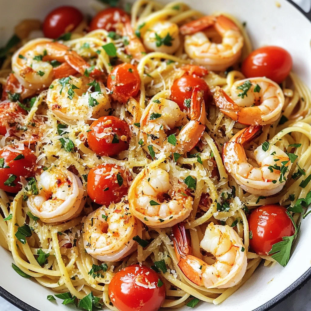Garlic Butter Shrimp Pasta with Tomatoes